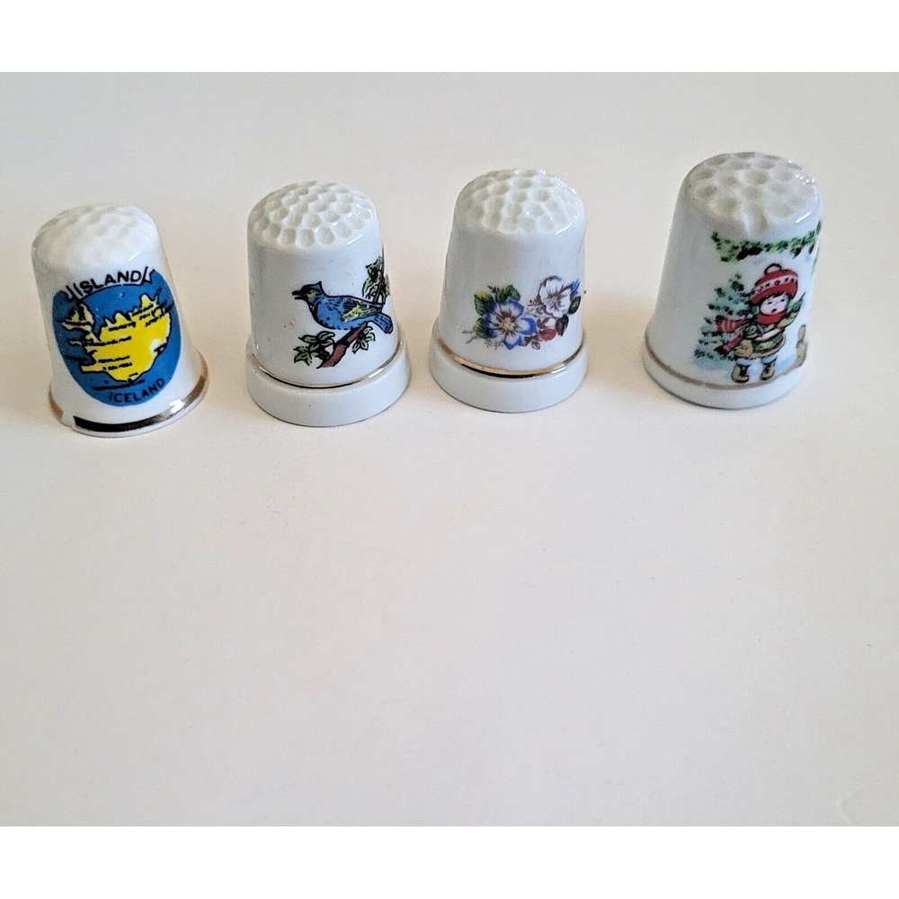 Thimbles Vintage Porcelain/Ceramic Thimbles Lot Of 4